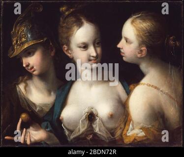 Hans von Aachen - Pallas Athena, Vénus et Juno. Banque D'Images