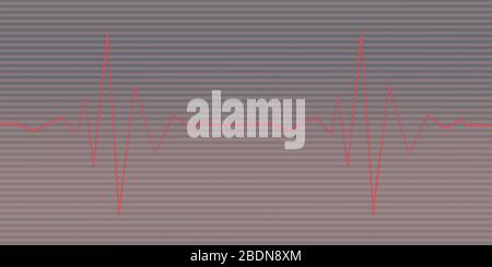 Courbe de battements cardiaques sur un électrocardiogramme ECG du moniteur cardiaque médical avec arrière-plan rouge et illustration du rendu en 3 dimensions du symbole cardiaque Banque D'Images