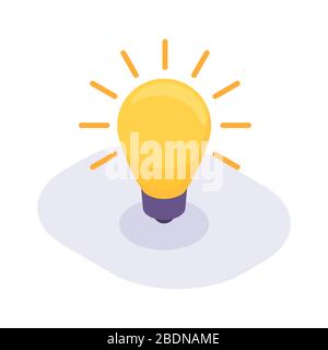 concept d'idée de lampe icône isométrique avec vecteur de couleur moderne de style plat Banque D'Images
