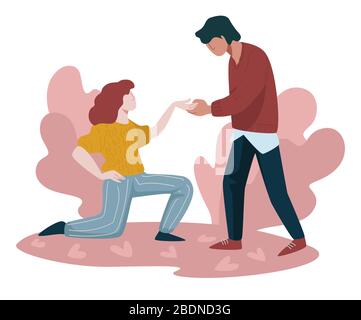 Proposition inhabituelle de la petite amie, pétrir la femme popping question Illustration de Vecteur
