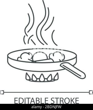 Icône linéaire Perfect Ffrire pixel. Illustration personnalisable en ligne fine. Préparation rapide des aliments, symbole de contour de préparation des repas. Technique culinaire Illustration de Vecteur