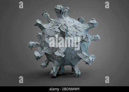 Modèle d'illustration tridimensionnelle de Covid-19 connu aussi sous le nom de Covid2019 coronavirus de Wuhan Chine Banque D'Images
