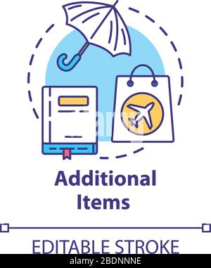 Icône de concept d'éléments supplémentaires autorisés. Illustration de la ligne fine de l'idée de contrôle de l'aéroport de bagages à main et à transporter. Bagages autorisés. Vecteur isolé Illustration de Vecteur