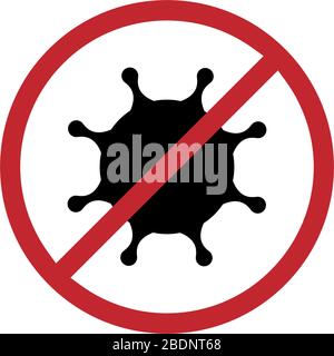 Bactérie du coronavirus icône de cellule, 2019-nCoV Novel bactérie du coronavirus. Pas d'infection et d'arrêt des concepts de coronavirus. Cellule dangereuse de coronavirus en noir Illustration de Vecteur