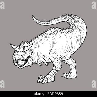 Dinosaure carnivore - Carnosaurus. Dessin isolé Dino. Banque D'Images