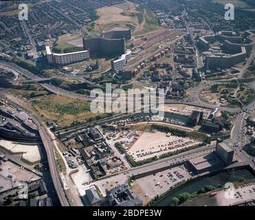 1991, vue arial du bassin du canal Sheffield, Yorkshire du Sud, Angleterre du Nord, Royaume-Uni Banque D'Images