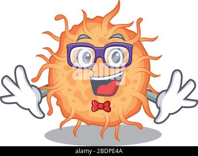 Style mascotte de geek bactéries endospore avec verres Illustration de Vecteur