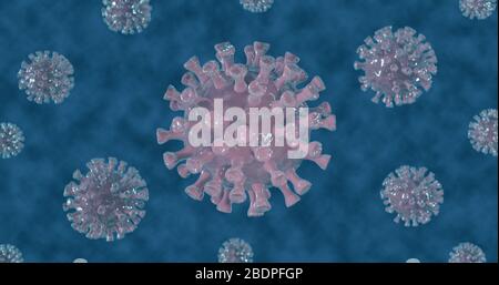 Illusoire de virus. Coronavirus, COVID-19, virus corona, SRAS-COV-2, contexte du concept de pandémie pour la santé, conception médicale. Rendu tridimensionnel du coronavirus. Banque D'Images