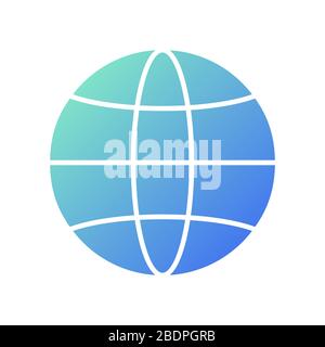 Symbole globe simple. Icône globe. Logo technologique avec lignes diagonales et dégradé de couleur. Motif néon, effet de lumière. Couleurs bleu et rouge Illustration de Vecteur
