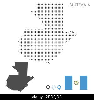 Carte du Guatemala parsemée de vecteur de fond blanc isolé. Illustration de la conception technologique ou des infographies. Isolé sur fond blanc. Illustration de Vecteur