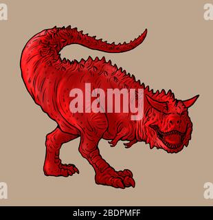 Dinosaure carnivore - Carnosaurus. Dessin isolé Dino. Banque D'Images