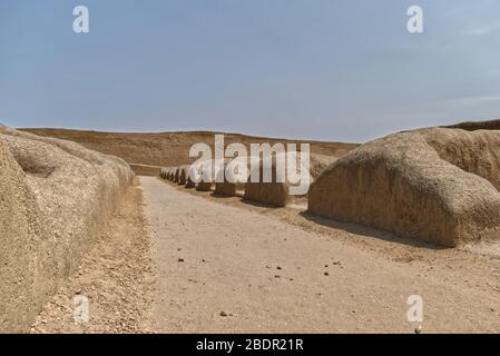 Chan Chan, Trujillo, Pérou - 23 novembre 2016: Site archéologique de Chan Chan dans la région de la Libertad ancienne capitale du royaume de Chimau. Banque D'Images