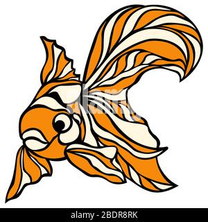 Mignonne icône de poisson rouge. Dessin animé d'une jolie icône vectorielle de poisson rouge pour le web design isolé sur fond blanc. Illustration de Vecteur