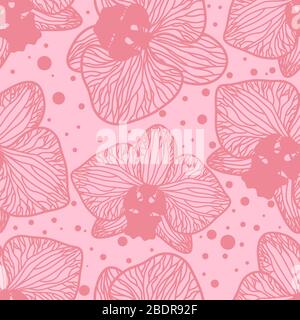 Arrière-plan transparent. Fleurs d'orchidée sur fond rose. Image vectorielle dans les contours. Couleurs de silhouette Illustration de Vecteur