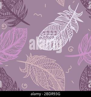 Plumes de couleur vive sur un fond violet. Vecteur pour une illustration transparente Illustration de Vecteur