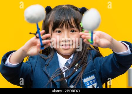 Photo Tiffany Shi 9 George Heriots School Scottish Schools Pipes and Drums Championship, William McIlvanney Campus, Kilmarnock Banque D'Images