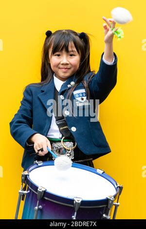 Photo Tiffany Shi 9 George Heriots School Scottish Schools Pipes and Drums Championship, William McIlvanney Campus, Kilmarnock Banque D'Images