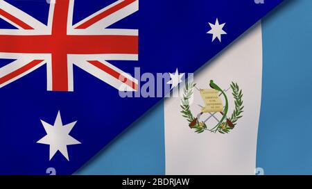 Deux drapeaux d'États d'Australie et du Guatemala. Expérience professionnelle de haute qualité. illustration tridimensionnelle Banque D'Images