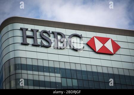 LONDRES- immeuble HSBC dans le centre financier de Canary Wharf. Siège social : organisation bancaire et services financiers de premier plan au monde. Banque D'Images