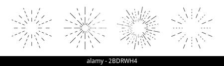 Jeu d’icônes linéaires Fireworks. Symbole rond de soleil isolé. Illustration vectorielle. Icône plate feux d'artifice Illustration de Vecteur