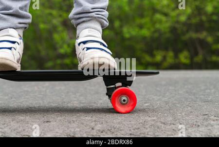 Jeune rides on skateboard Banque D'Images