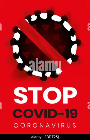 Signe rouge. Verrouillage pandémie arrêt Novel Coronavirus éclosion covid-19 2019-nCoV avertissement et quarantaine Vector Protect icône. Panneau de verrouillage Illustration de Vecteur