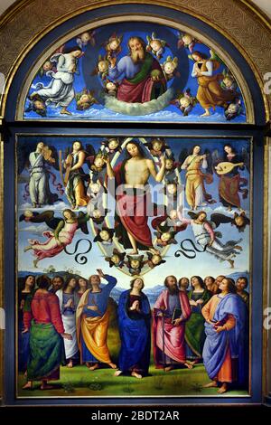 Le Père éternel entre deux Anges - l'Ascension du Christ 1495-1498 par PERUGINO - Pietro Vannucci 1450-1523 Italie italienne Banque D'Images