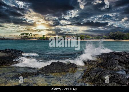 Scène de plage hawaïenne Banque D'Images