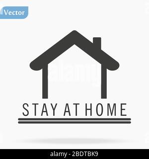 Texte « Stay at home » avec coeur de toit et intérieur de famille. Campagne ou mesure de protection contre le coronavirus, COVID 19. Restez à la maison, protégez-vous Illustration de Vecteur