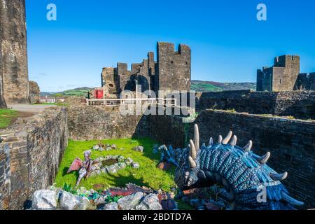 Château de Caerphilly, Pays de Galles, Royaume-Uni, Europe Banque D'Images