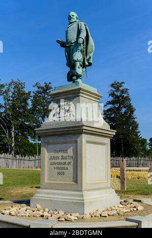 Statue de Jean Smith à Jamestown. Banque D'Images