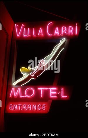 Panneau au néon vintage pour la Villa Capri Motel à Coronado, CA Banque D'Images