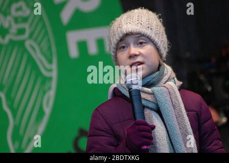 Le GRETA Thunberg prononce un discours le vendredi pour une démonstration future à Hambourg le 21.02.2020, Allemagne Banque D'Images