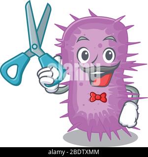 Décoration sportive de personnage de dessin animé acinetobacter Baumannii avec barbier Illustration de Vecteur