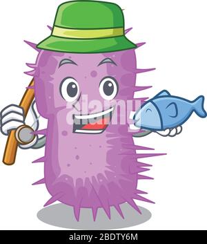 Concept de dessin animé d'acinetobacter baumannii pendant la pêche Illustration de Vecteur
