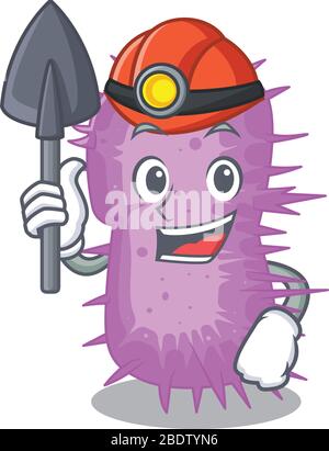 Acinetobacter baumannii miner concept de dessin animé avec outil et casque Illustration de Vecteur