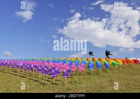 Roue d'épingle colorée dans le village d'art de Sanying à Taiwan Banque D'Images