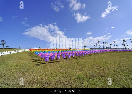 Roue d'épingle colorée dans le village d'art de Sanying à Taiwan Banque D'Images