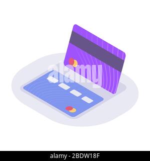 carte de crédit d'affaires icône isométrique avec vecteur de couleur moderne de style plat Banque D'Images
