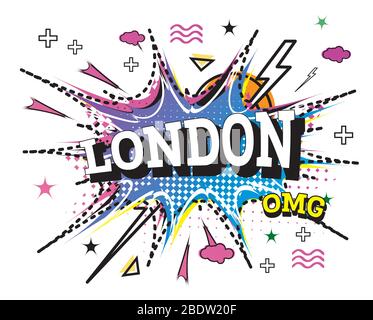 London Comic Text in Pop Art style isolé sur fond blanc. Illustration vectorielle. Illustration de Vecteur