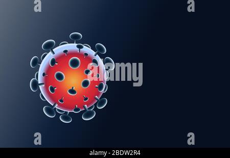 Microbe abstrait de virus sur fond bleu avec espace.bactéries allergiques, soins médicaux, concept de microbiologie. Germe de maladie, organisme pathogène. Banque D'Images