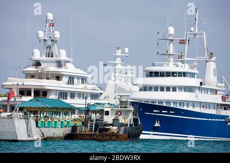 Bateaux à Prince George Wharf, Nassau City, New Providence Island, Bahamas Banque D'Images