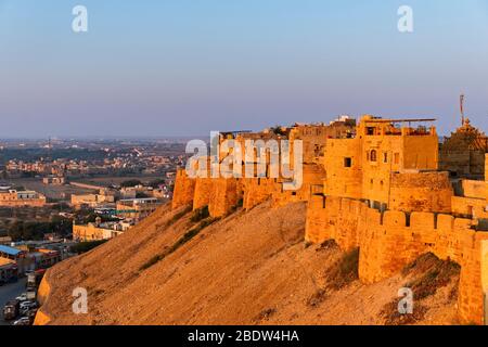 Jaisalmer fort à la première lumière Rajasthan Inde Banque D'Images