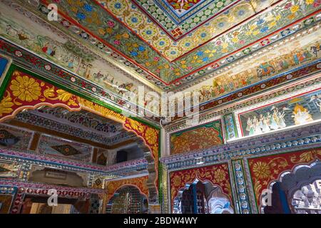 Patwa-ki-Haveli décoration intérieure Jaisalmer Rajasthan Inde Banque D'Images
