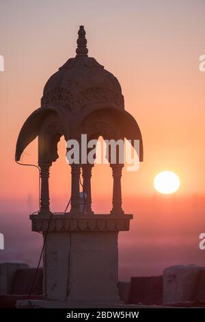 Vue sur le lever du soleil depuis Jaisalmer fort Rajasthan Inde