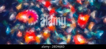 Couleur circulaire colorée aquarelle large arrière-plan abstrait, rendu fractal généré par ordinateur Banque D'Images