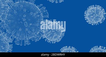 Modèle vectoriel de trame filaire d'un virus Illustration de Vecteur
