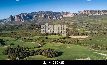 Hoya de Huesca, vues aériennes, Aragon, Espagne Banque D'Images