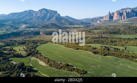 Hoya de Huesca, vues aériennes, Aragon, Espagne Banque D'Images