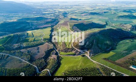 Hoya de Huesca, vues aériennes, Aragon, Espagne Banque D'Images